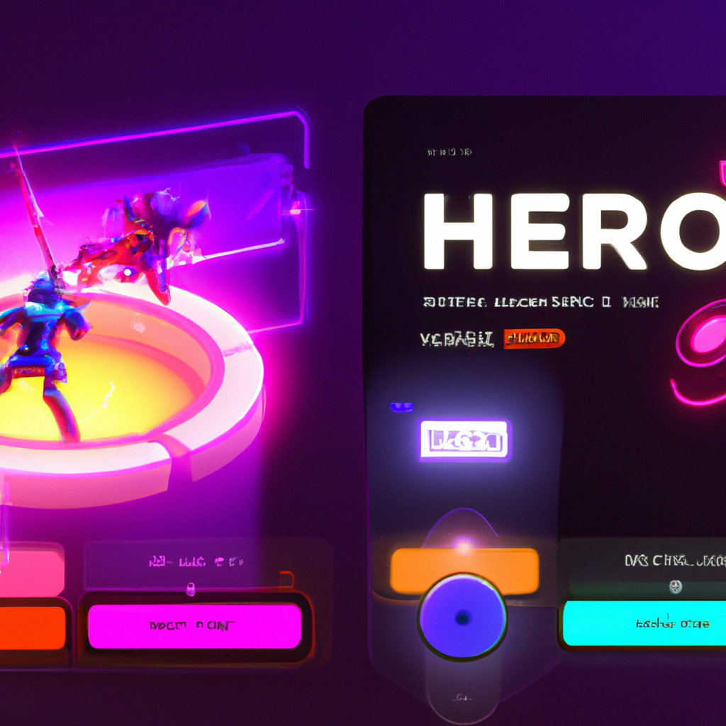 Arcana Arcade hero montage: neon arena, player HUD, tiny match snapshots